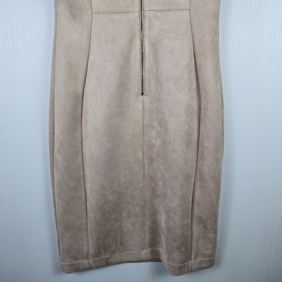NWOT Calvin Klein Faux-Suede Tulip Sleeve Sheath Dress Light Pink Size 8 Bodycon - Picture 9 of 16
